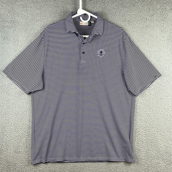 KJUS Other - KJUS Golf Polo Shirt Mens XL 54 Comfort Fit Navy Blue Purple‎ Striped UPF 30+